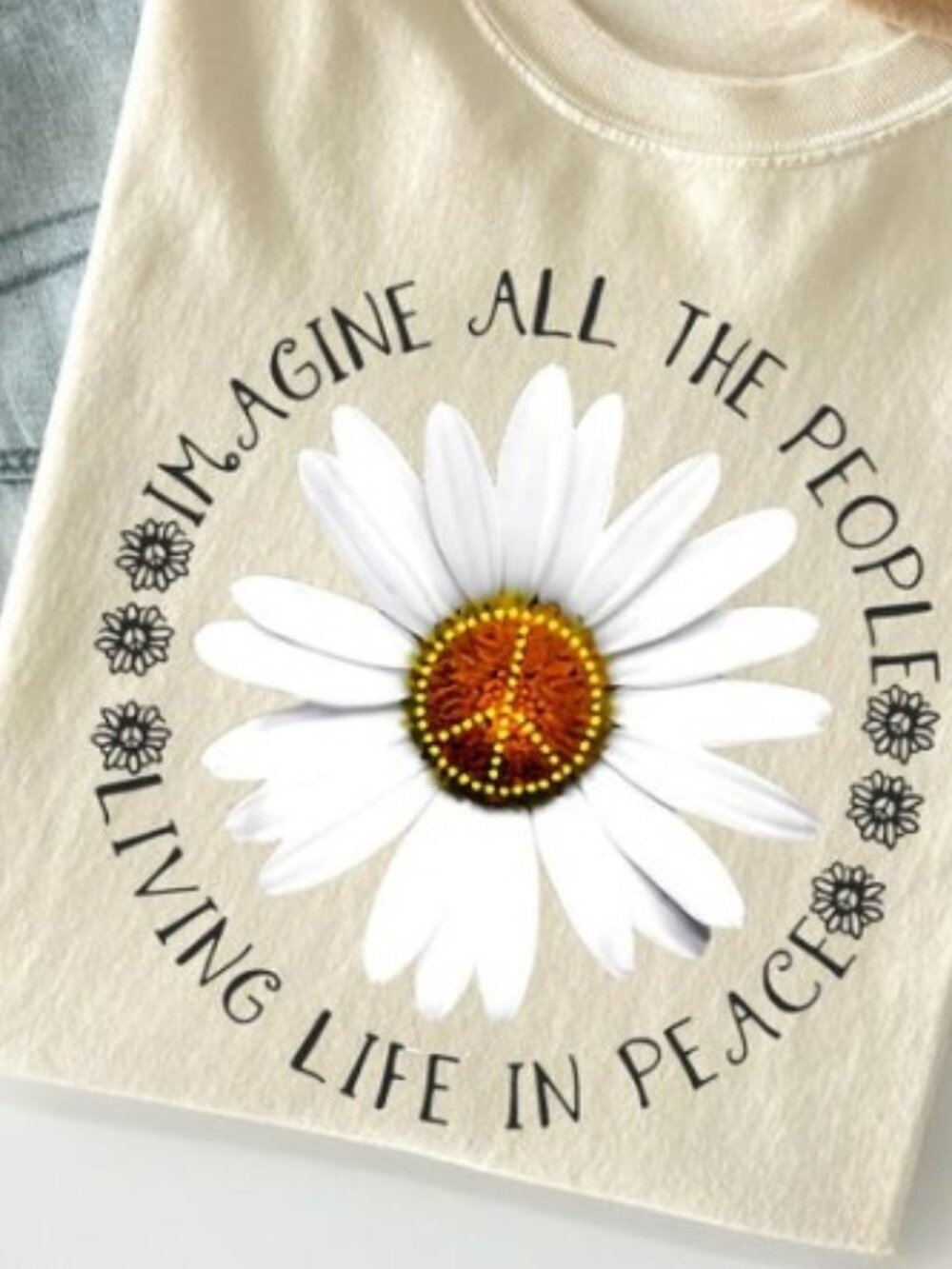 Imagine Peace T-Shirt, Imagine All the People Living Life in Peace Tee - Picture 2 of 4